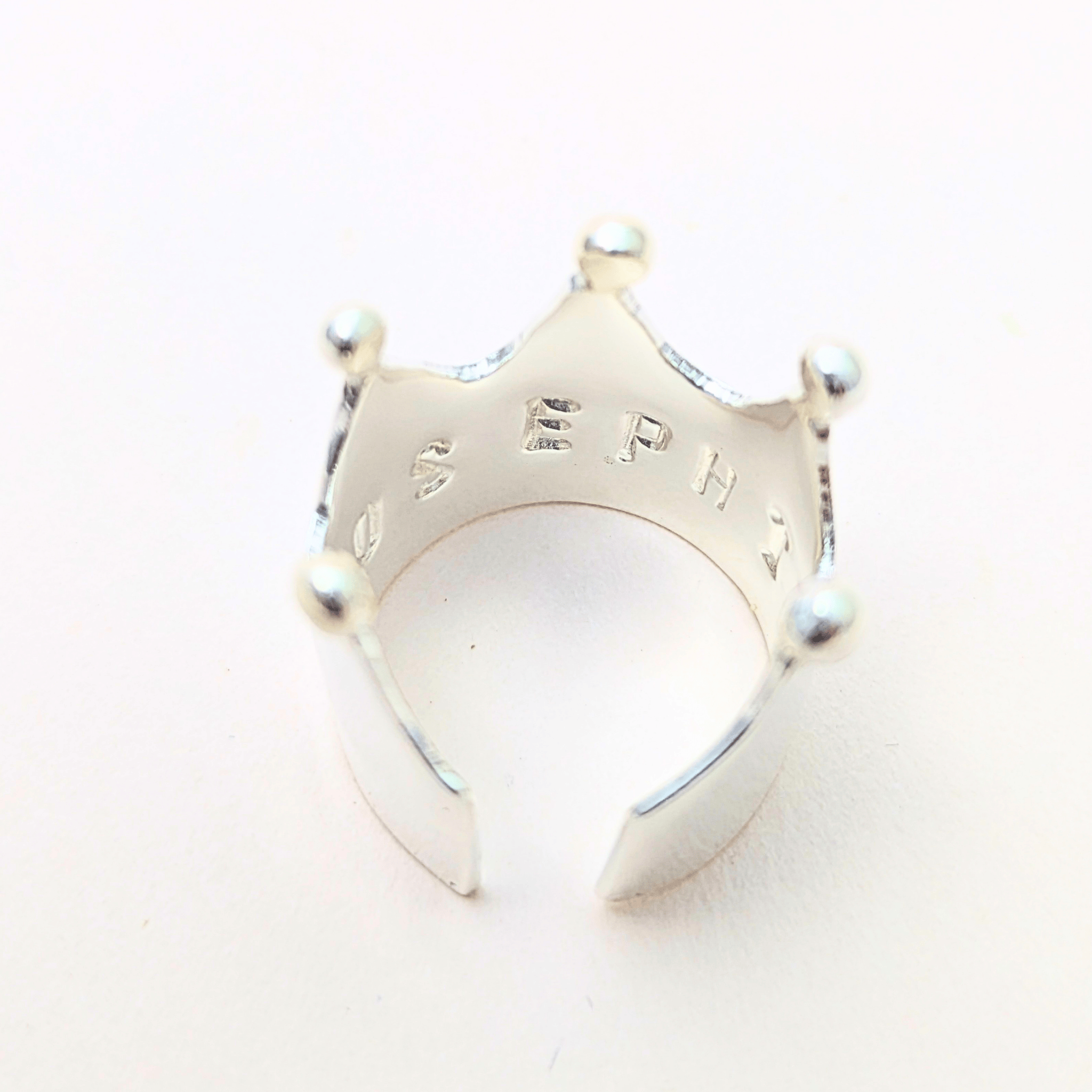 bague couronne en argent ou laiton plaquée or personnalisable